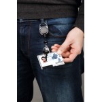 Durable 8329 01 Black Retractable reel EXTRA STRONG with snap button strap + keyring